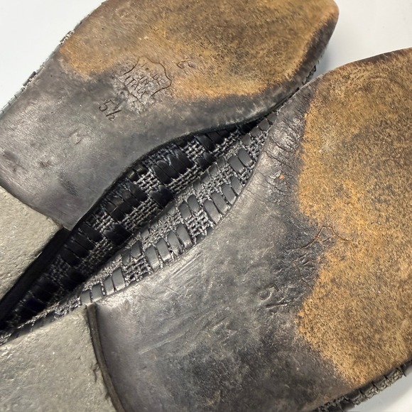 Vintage Sesto Meucci Loafers Shoes Womens 5.5 Black Weave Leather Slip On Italy - Picture 14 of 16